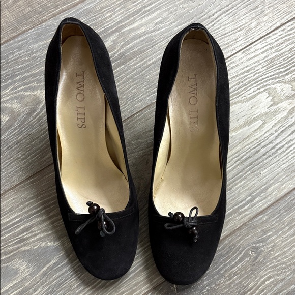 Two Lips Shoes - Two Lips Black Suede Heels